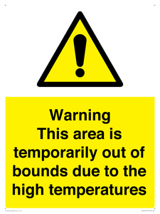 Warning This area is temporarily out of bounds due to the high temperatures